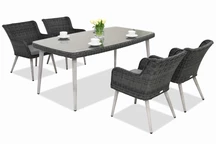Exkluzivní jídelní set z polyratanu Cordoba antracit pro 4 osoby Garden Point