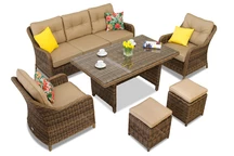 Zahradní set Technorattan Toledo Apetito 5 s pufy hnědá Garden Point