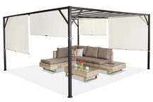 Kovová terasová pergola Santorini 4 x 4m krémová Garden Point