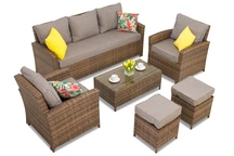 Parma Coffee 5 tech ratanový zahradní set s hnědými pufy Garden Point