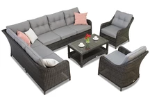Technorattanová souprava s rohem Corner 7 antracitová Garden Point