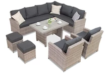 Velká polyratanová sada Parma Comida 7 šedá s taštičkami Garden Point