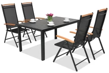 Hliníkový zahradní nábytek z polywoodu Verona Wood pro 4 osoby Garden Point černý