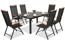 Hliníkový zahradní nábytek z polywoodu Verona Wood pro 6 osob Garden Point černý