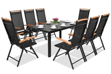 Hliníkový zahradní nábytek z polywoodu Verona Wood pro 8 osob Garden Point černý