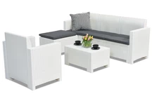 Ratanová sestava obývacího nábytku Nebraska Relax Corner 5 bílá Bica