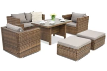Technorattanový zahradní nábytek Roma Apetito 4  + 2 pufy Garden Point hnědý