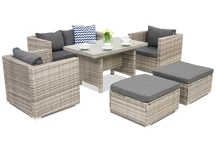 Technorattanový zahradní nábytek Roma Apetito 4 + 2 pufy Garden Point šedá 