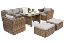 Technorattanový zahradní nábytek Roma Apetito 5 + 2 pufy Garden Point hnědý