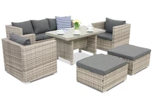 Technorattanový zahradní nábytek Roma Apetito 5 + 2 pufy Garden Point šedé 