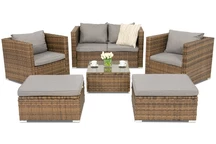Technorattanový zahradní nábytek Roma Coffee 4 + 2 pufy Garden Point hnědý