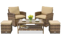 Zahradní nábytek Monaco Terrace + 2 pufy Garden Point hnědý