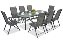 Kovový zahradní nábytek Modena / Rosario pro 8 osob s velkým stolem 200 cm Garden Point antracit