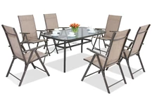 Nábytek do jídelny z oceli Modena / Rosario pro 6 osob Garden Point hnědá