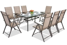 Nábytek do jídelny z oceli Modena / Rosario pro 8 osob Garden Point hnědá