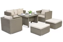 Ratanový zahradní nábytek Roma Apetito 4 + 2 pufy Garden Point světle šedý