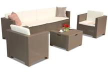 Techno ratanový set s prodlouženou pohovkou Colorado Coffee Box Max 6 cappuccino Bica