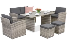 Zahradní nábytek Monaco Apetito 4 + 2 pufy Garden Point světle šedý