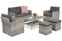 Zahradní nábytek Monaco Coffee 4 + 2 pufy Garden Point světle šedý