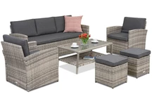 Zahradní nábytek Monaco Coffee 5 + 2 pufy Garden Point světle šedý