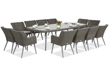 Exkluzivní jídelní set s velkým stolem Cordoba pro 12 osob Garden Point šedý