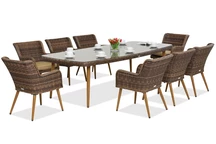 Exkluzivní jídelní set s velkým stolem Cordoba pro 8 osob Garden Point hnědá