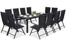 Hliníkový zahradní nábytek z polywoodu s velkým stolem Verona pro 12 osob Garden Point černý