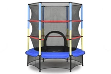 Mini zahradní trampolína s vnitřní sítí 140 cm Jump Hero modro-žlutá
