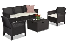 Set polyratanového nábytku s 3místnou pohovkou Venezia Coffee Box 5 Bica s hnědým hrudníkem