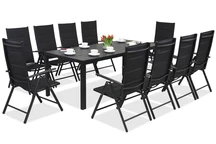 Zahradní nábytek z hliníkového polywoodu s velkým stolem Verona pro 10 osob Black Garden Point