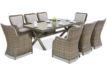 Londýnský polyratanový jídelní set pro 8 osob Garden Point cappuccino