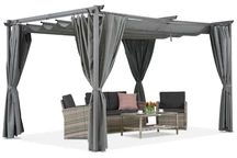Antracitová terasová pergola se závěsy La Palma 4x4 Garden Point 