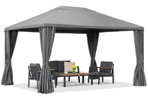 Antracitový zahradní pavilon se závěsy Madrid 3 x 4 m Garden Point