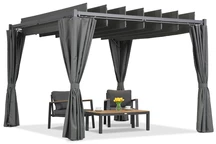 Antracitová pergola Malaga 3x3 m se závěsy Garden Point