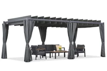 Antracitová pergola Malaga 3x6 m se závěsy Garden Point