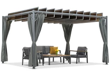 Antracitová pergola Paros 3x4 m se závěsy Garden Point