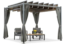 Antracitová terasová pergola Paros 3x3 m se závěsy Garden Point