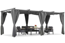 Antracitová terasová pergola se závěsy La Palma 3x6 Garden Point