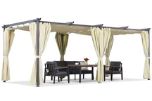 Béžová terasová pergola se závěsy La Palma 3x6 Garden Point