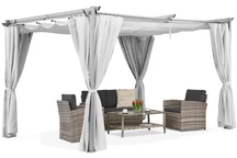 Bílá pergola La Palma 3x4 m se závěsy Garden Point