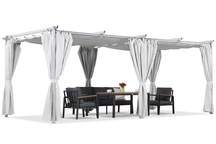Bílá pergola La Palma 3x6 m se závěsy Garden Point