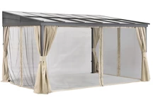 Hliníkový přístřešek na terasu 3 x 4 m Tarragona Premium Garden Point béžový