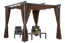 Hnědá pergola La Palma 3x3m se závěsy Garden Point