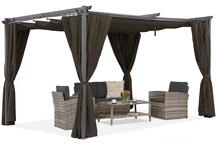 Hnědá pergola La Palma 3x4m se závěsy Garden Point