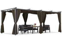 Hnědá pergola La Palma 3x6 m se závěsy Garden Point