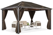 Zahradní altán Milos 3x4m s hnědými závěsy Garden Point