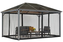 Zahradní altán Milos 3x4m s moskytiérou Garden Point šedý