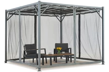 Antracitová pergola Paros 3x3m s moskytiérou Garden Point