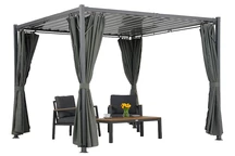 Antracitová terasová pergola Tasos 3x3 m se závěsy Garden Point