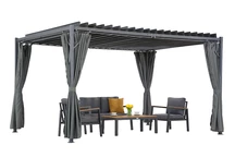 Antracitová terasová pergola Tasos 3x4 m se závěsy Garden Point